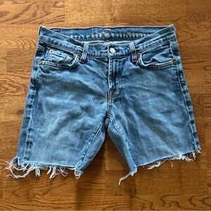 7 For All Mankind Jeans Shorts 28 Denim Low Rise Stretch Designer Blue Cut Off